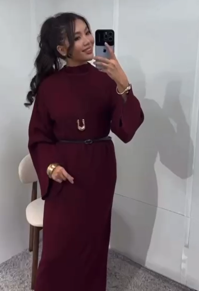 Robe tricot - Taille unique - Bordeau