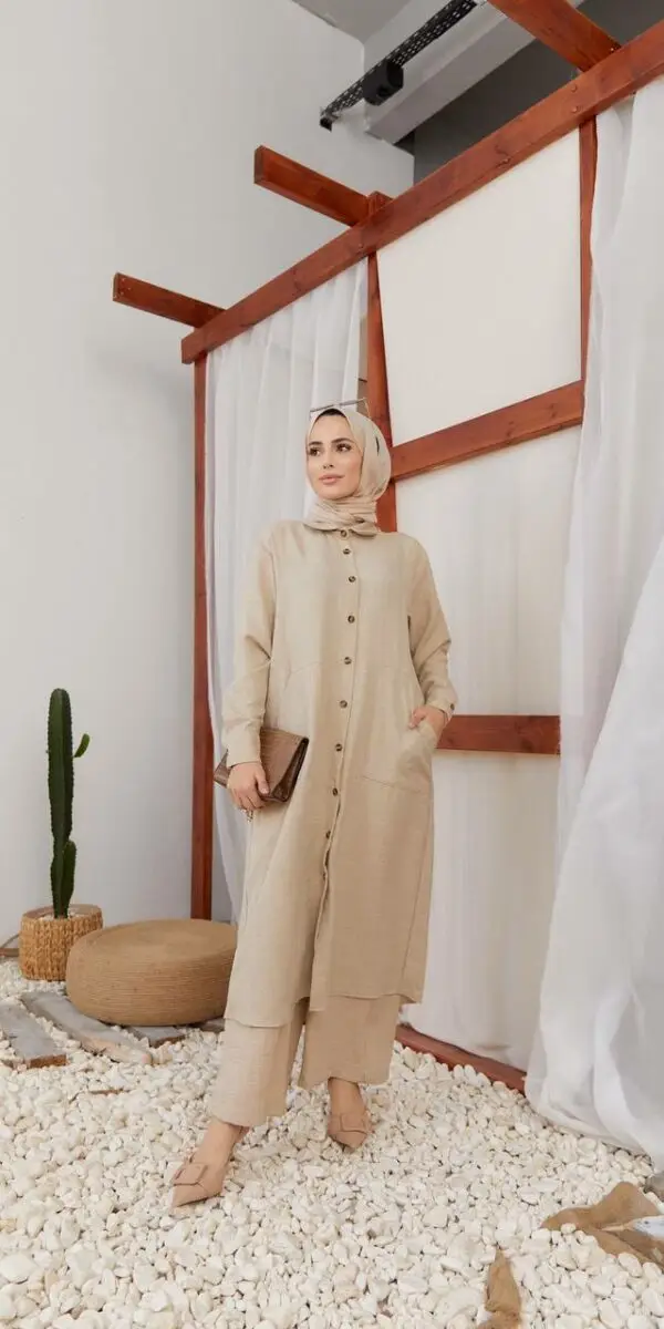 Ensemble avec pantalon - Beige -